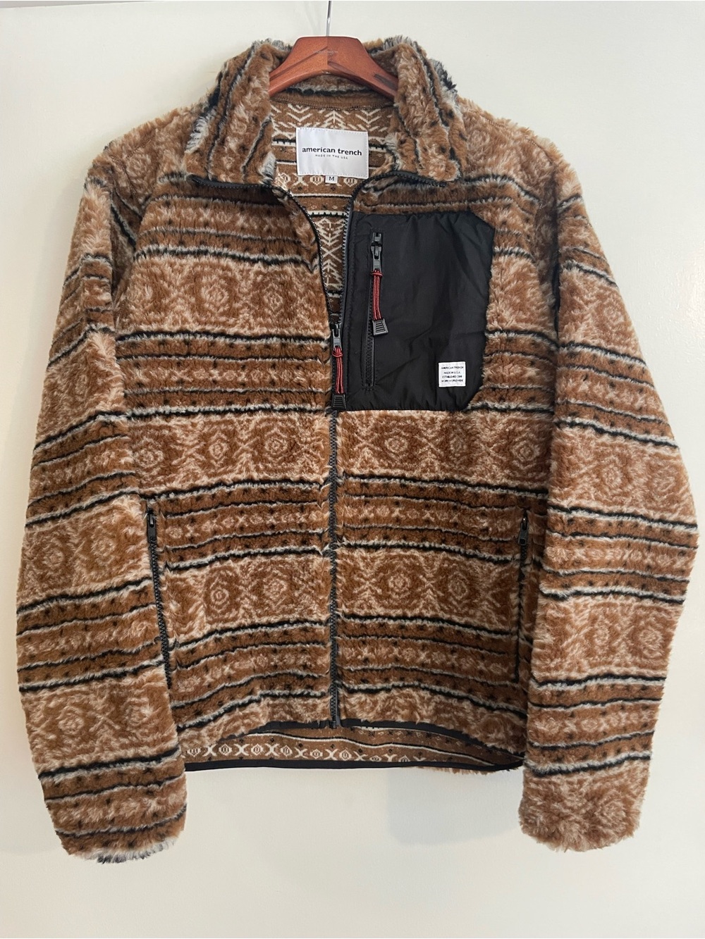American Trench Wool Fleece jacket zip NWOT new without tag Medium
